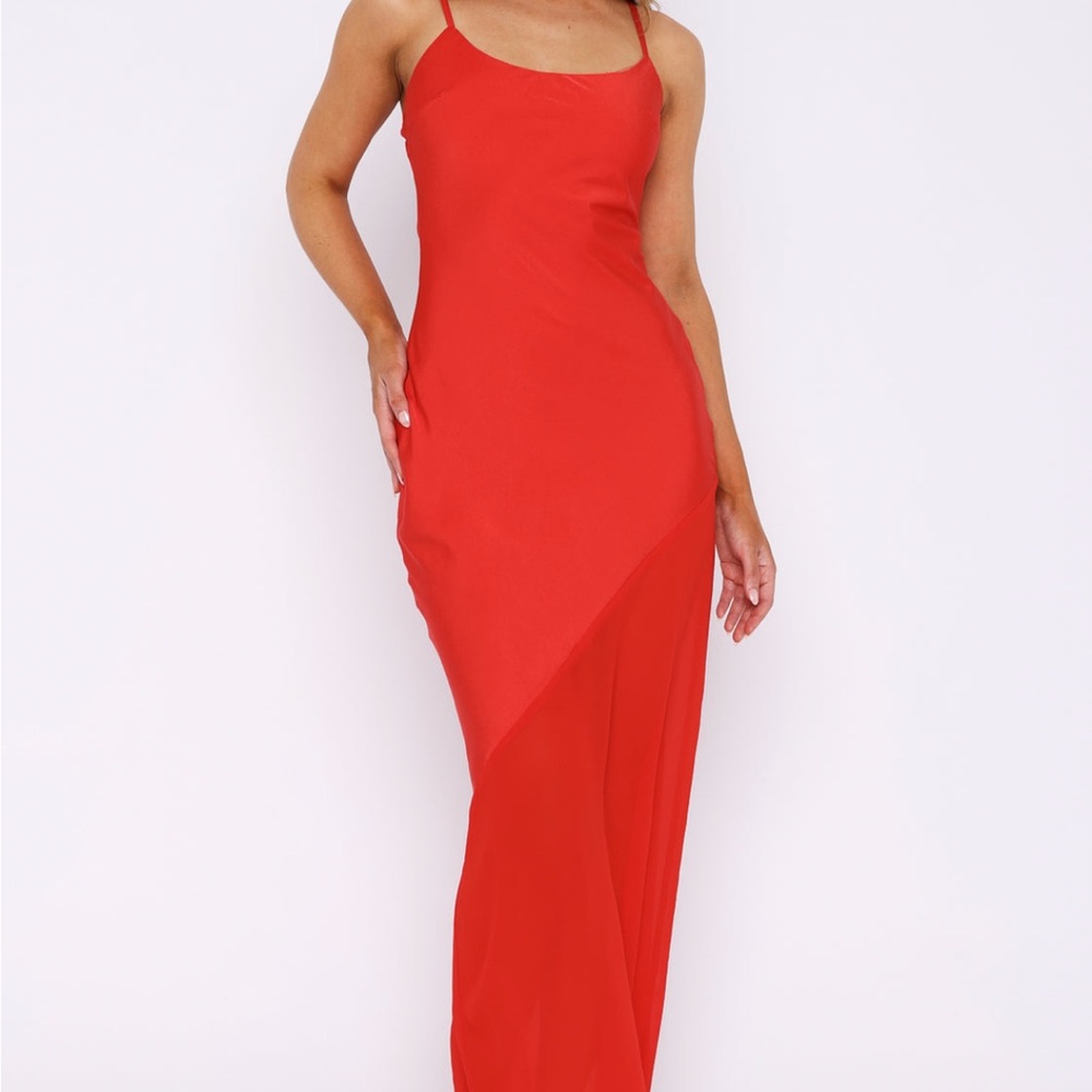 White Fox Boutique Elegant Red Women's Satin Maxi Dress